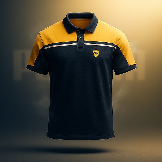 Puma x Ferrari T-Shirt with Yellow Ferrari Logo on Chest